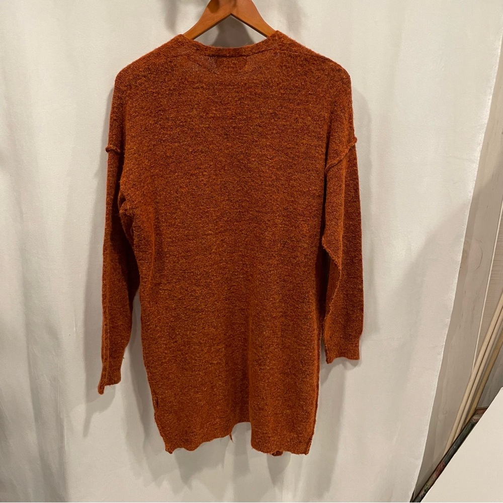 Anthropologie pumpkin heather boho oversized open front soft sweater pockets - Picture 4 of 10
